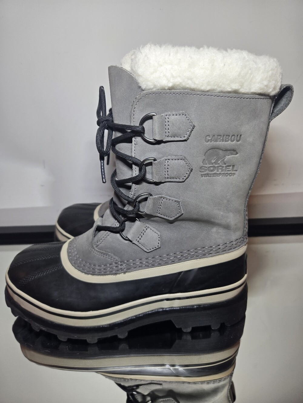 Sorel Caribou Boots Women's 7 Waterproof Winter Gray Boot Lined Outdoor Gorpcore